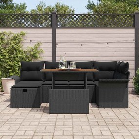 vidaXL Σετ Καναπέ Κήπου 7 pcs Μαύρο συνθετικό ρατάν