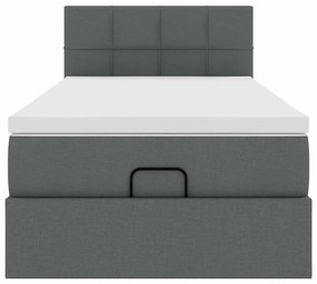 vidaXL Οθωμανικό κρεβάτι με στρώμα σκούρο γκρι 90x200cm ύφασμα