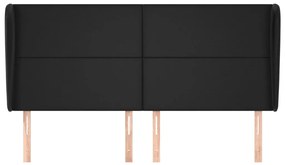 Κεφαλάρι με Πτερύγια Μαύρο 183x23x118/128 εκ.Συνθ. Δέρμα - Μαύρο