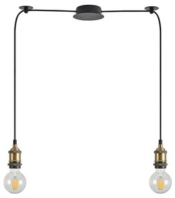SE21-BR-10-BL2 MAGNUM Bronze Metal Pendant with Black Fabric Cable+