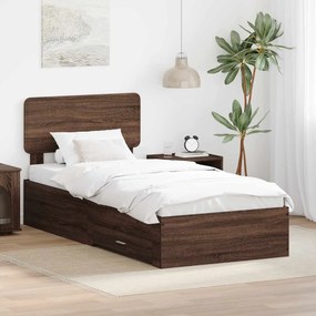 vidaXL Σκελετός Κρεβατιού Καφέ δρυς 75 x 190 cm Επεξεργασμένο ξύλο