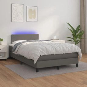 ΚΡΕΒΑΤΙ BOXSPRING ΜΕ ΣΤΡΩΜΑ &amp; LED ΓΚΡΙ 120X200 ΕΚ. ΣΥΝΘ. ΔΕΡΜΑ 3134157