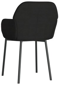Καρέκλες Τραπεζαρίας 2 τεμ. Μαύρες Βελούδινες - Μαύρο
