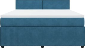 vidaXL Κρεβάτι Boxspring με Στρώμα Μπλε 180x200 εκ. Βελούδινο