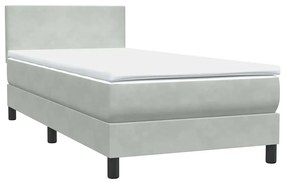 BOX SPRING ΚΡΕΒΑΤΙ ΜΕ ΣΤΡΩΜΑ ΑΝΟΙΧΤΟ ΓΚΡΙ 90X210 CM ΒΕΛΟΥΔΙΝΟ 3315999