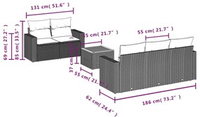 vidaXL Σαλόνι Κήπου 6 Τεμαχίων από Γκρι Συνθετικό Ρατάν με Μαξιλάρια