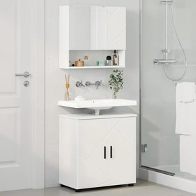 vidaXL Σετ Επίπλων Μπάνιου 2 pcs Λευκό Επεξεργασμένο ξύλο &amp; Μέταλλο