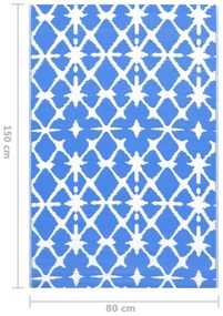 vidaXL Χαλί εξωτερικού χώρου ARAKIL Μπλε και λευκό 80x150 cm PP