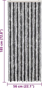 vidaXL Σήτα Εντόμων Γκρι &amp; Μαύρη 56 x 185 εκ. από Σενίλ