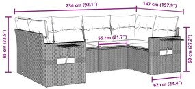 vidaXL Σαλόνι Κήπου Σετ 6 Τεμαχίων Καφέ Συνθετικό Ρατάν με Μαξιλάρια