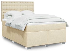 vidaXL Κρεβάτι Boxspring με Στρώμα Κρεμ 140x190 εκ. Υφασμάτινο