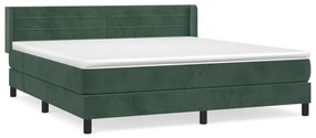 Κρεβάτι Boxspring με Στρώμα Σκούρο Πράσινο 180x200εκ. Βελούδινο - Πράσινο