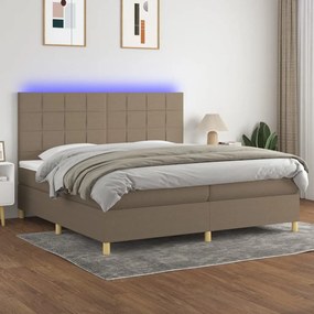 ΚΡΕΒΑΤΙ BOXSPRING ΜΕ ΣΤΡΩΜΑ &amp; LED TAUPE 200X200 ΕΚ. ΥΦΑΣΜΑΤΙΝΟ 3135465