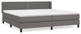 Κρεβάτι Boxspring με Στρώμα Γκρι 200x200 εκ. Συνθετικό Δέρμα - Γκρι