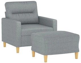 vidaXL Πολυθρόνα Ανοιχτό Γκρι 60 εκ. Υφασμάτινη με Υποπόδιο