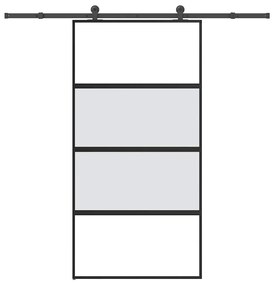 vidaXL Συρόμενη πόρτα με σετ υλικού 102,5x205 cm από γυαλί&Αλουμίνιο