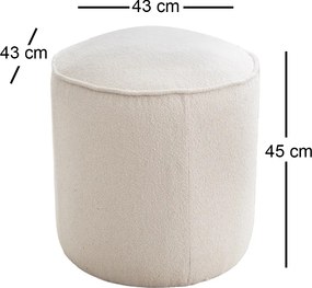 Πουφ Σκαμπό Κρέμα TEDDY 43x43x45