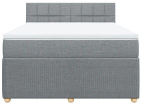 Κρεβάτι Boxspring με Στρώμα Ανοιχτό Γκρι 140x190 εκ. Υφασμάτινο - Γκρι