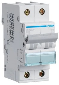 Αυτόματη Ασφάλεια B 6Ka 2x6Α MBN206 Hager MBN206