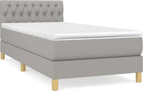vidaXL Κρεβάτι Boxspring με Στρώμα Ανοιχτό Γκρι 100x200 εκ. Υφασμάτινο