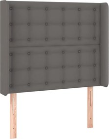 vidaXL Κρεβάτι Boxspring με Στρώμα &amp; LED Γκρι 90x190 εκ. Συνθ. Δέρμα