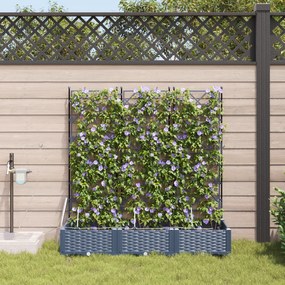 vidaXL Γλάστρες Κήπου 1 τεμ Καφασωτό Γκρι 120 x 40 x 126 cm Πλαστικό