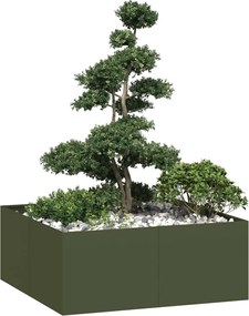 vidaXL Ζαρντινιέρα Λαδί 100x100x40 εκ. από Χάλυβα