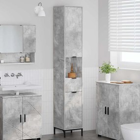 vidaXL Ψηλό ντουλάπι μπάνιου Γκρι σκυροδέματος 31.5 x 33 x 190 εκ.