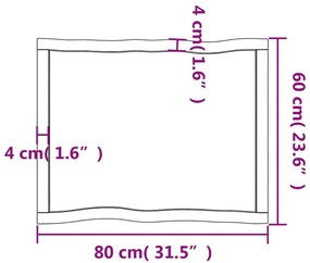 Επιφ Τραπεζιού Αν Καφέ 80x60x(2-6)εκ. Ακατέργ. Μασίφ Ξύλο Δρυός - Καφέ