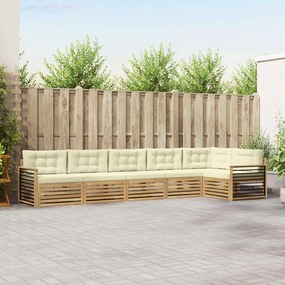 vidaXL Σειρά Καναπέ Εξωτερικού 6 pcs Λευκό και Κρεμ Πολυεστέρας