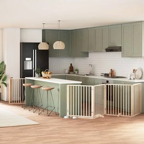 Διαχωριστικό Σκύλων/Πόρτα Πτυσσόμενο 8 Πάνελ 640 εκ Ξύλο Λεύκας