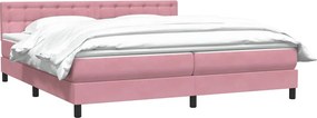 vidaXL Κρεβάτι Boxspring με Στρώμα Ροζ 180x210 εκ. Βελούδινο