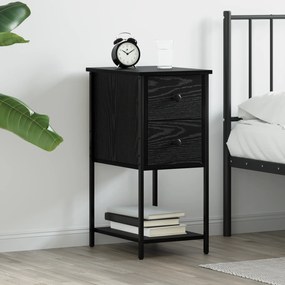vidaXL Κομοδίνο Μαύρη δρυς 32 x 42 x 70 εκ Σίδηρος και μοριοσανίδα