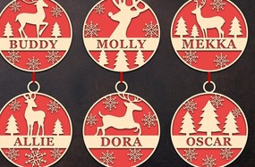 Σετ των 3 Intra απο ξύλο plywood 3mm-4mm πάχος Χριστουγεννιάτικο Στολίδι Deer Δίασταση 8x8 cm INTRAFABR-46251404