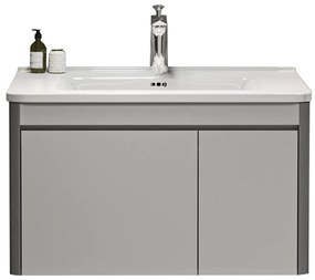 Έπιπλο Μπάνιου Πάγκος Με Νιπτήρα Yvonne 80 S3BYVO080GR 78x46,5x34cm Grey Ξύλο,Πορσελάνη
