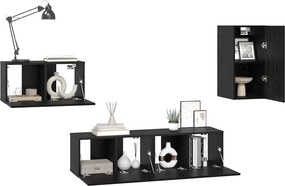 vidaXL Σετ επίπλου τηλεόρασης 4 pcs Μαύρη Οξυά Επεξεργασμένο Ξύλο