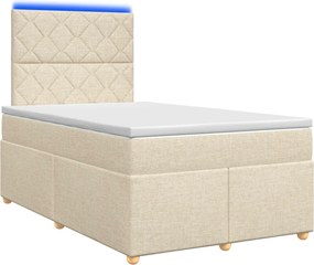 vidaXL Κρεβάτι box spring με στρώμα Κρεμ 120 x 200 cm Ύφασμα