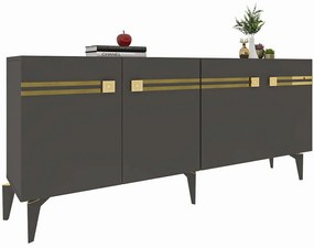 Μπουφές Hayat 475OLV1792 150x35x80cm Anthracite-Gold Μοριοσανίδα, Μελαμίνη