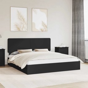vidaXL Κρεβάτι Αποθήκης Μαύρο 200 x 200 cm Επεξεργασμένο Ξύλο