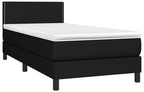 vidaXL Κρεβάτι Boxspring με Στρώμα &amp; LED Μαύρο 90x200 εκ. Υφασμάτινο