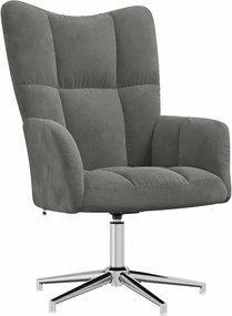 vidaXL Πολυθρόνα Relax Σκούρο Γκρι Βελούδινη με Σκαμπό