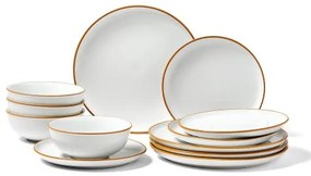 VEVOR 12 PCS Dinnerware Set Ceramic Plates and Bowls Sets Service for 4 White