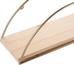 Ράφι Τοίχου Χρυσό / Καφέ DEKORATIF 41x16x17