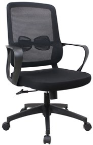 POWERTECH καρέκλα γραφείου PT-1391 με μπράτσα και ανάκλιση, ρυθμιζόμενο ύψος, μαύρη