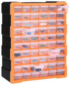 Κουτί Αποθήκευσης/Οργάνωσης με 60 Συρτάρια 38 x 16 x 47,5 εκ. - Πορτοκαλί