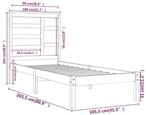 vidaXL Πλαίσιο Κρεβατιού Καφέ Μελί 100 x 200 εκ. Μασίφ Ξύλο Πεύκου