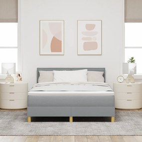 vidaXL Κρεβάτι Box Spring με Στρώμα Ανοιχτό Γκρι 160x200 εκ. Ύφασμα