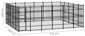 Κλουβί Σκύλου Εξωτερικού Χώρου 27,65 μ² από Ατσάλι - Μαύρο