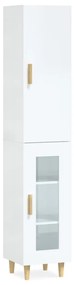 vidaXL Ντουλάπι Γυαλ. Λευκό 34,5 x 34 x 180 εκ. από Επεξεργασμένο Ξύλο