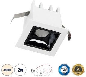 Χωνευτό Σποτ Downlight LED TrimLess 2W Λευκό-Μαύρο 4500K LUMINAR SUPERIOR 60314 Globostar-60314-Μαύρο-Λευκό 60314